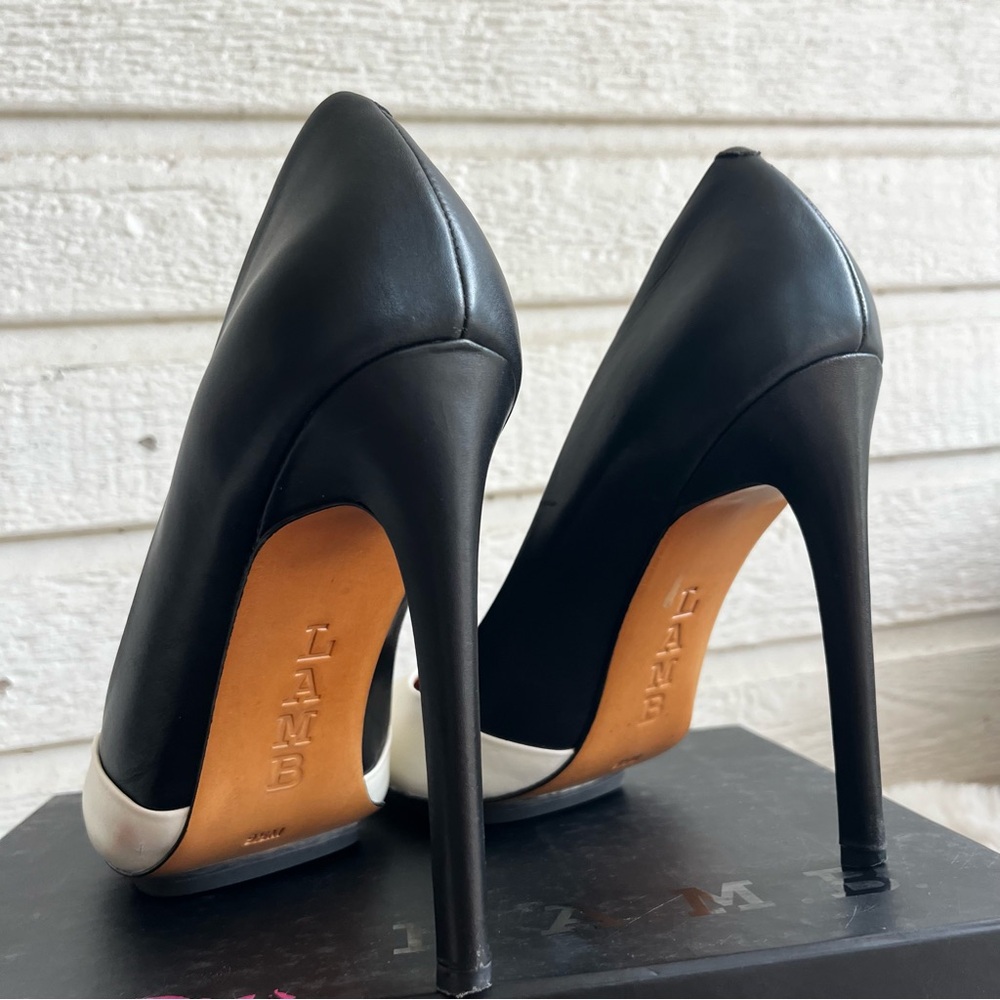 L.A.M.B Black Leather Lamb Platform Colorblock Heels sz. 9.5 - Picture 8 of 8